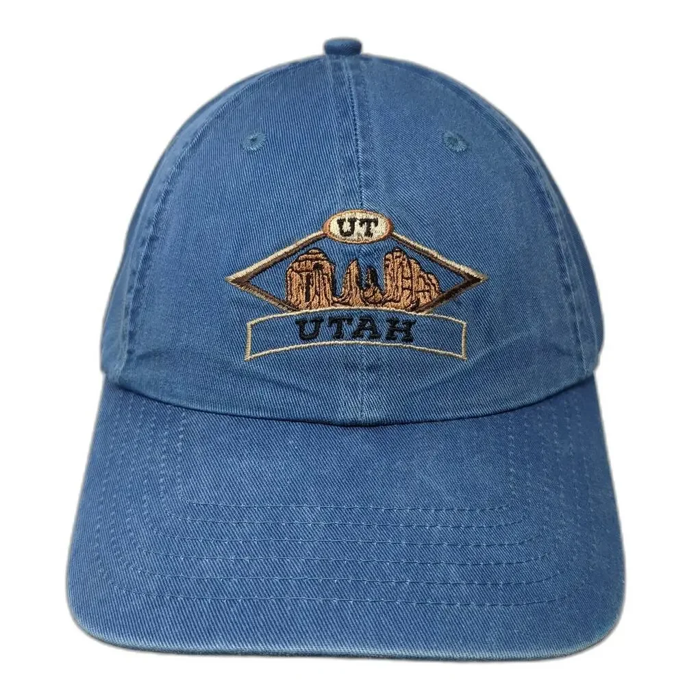 Utah Slideback Baseball Cap Blue OS Adjustable Headwear & Embroidered Royal